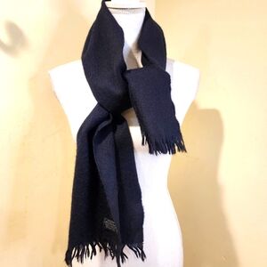 Elegant Black Unisex Fringed 100% Lambswool  Scarf